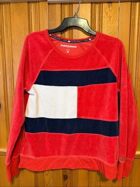 Tommy Hilfiger velvet Red, Navy & White Crewneck Colorblock Sweater